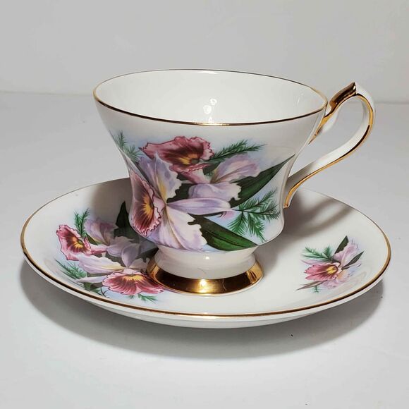 Royal London Teacup and Saucer Orchid Vintage - Picture 2 of 9